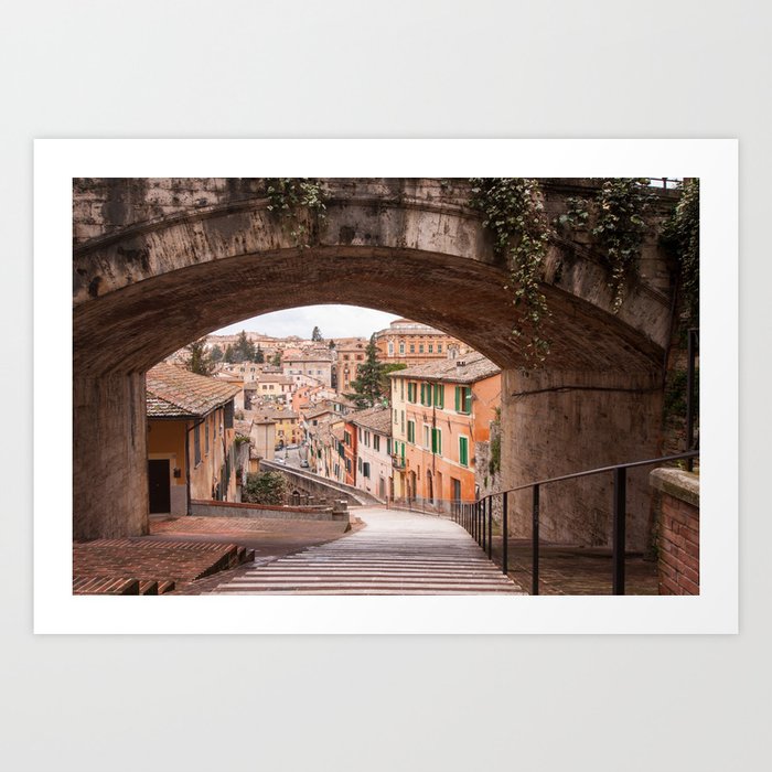 View of a 13th century acqueduct in Perugia, Umbria, Italy. Art Print