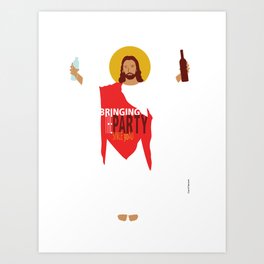 Party Jesus Turns Water Into Wine Art Print | Jesusfunny, Funny, Jesusparty, Sarcastic, Sarcasticgift, Comic, Brookefiger, Christ, Funnybag, Waterintowine 