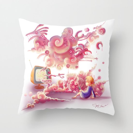 A strange television… Throw Pillow