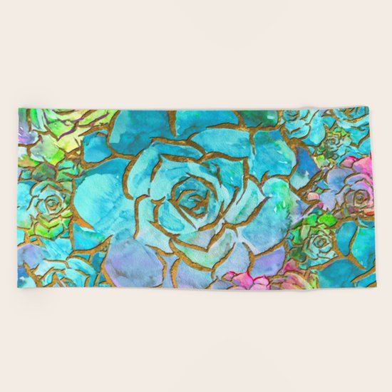 Succulents Beach Towel