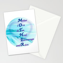 An ode to MOTHER - blue, purple, heart Stationery Cards