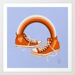 Red Sneakers and Rainbow Art Print