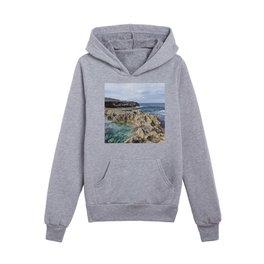 Rock Pools at Queen's Baths, North Eleuthera, Bahamas Kids Pullover Hoodies