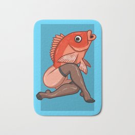 Snapper Bath Mat | Redsnapper, Mermaid, Digital, Fins, Woman, Funny, Reverse, Drawing, Hybrid, Fishlips 