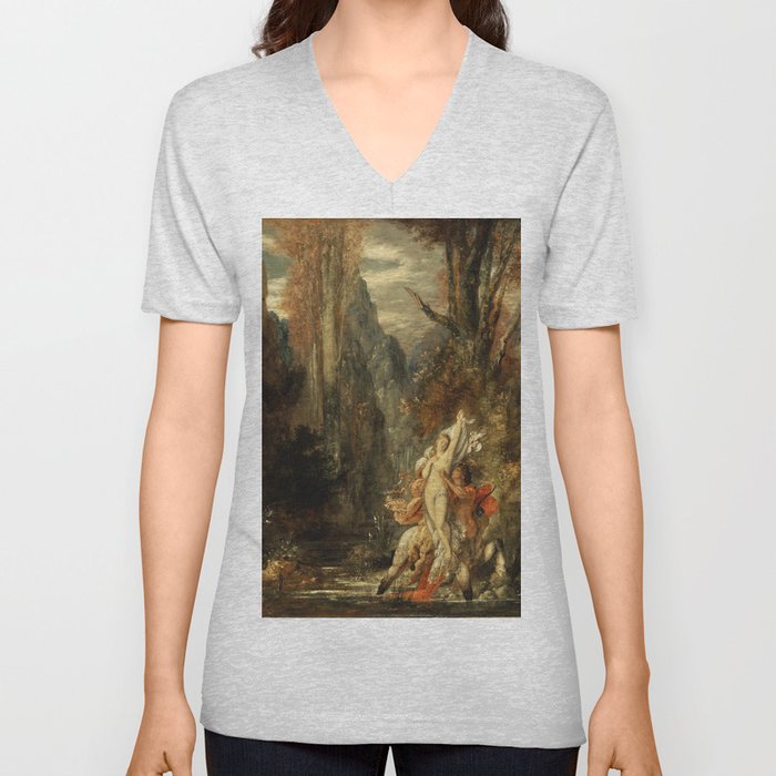 Love in the forest vintage painting by Gustave Moreau V Neck T Shirt