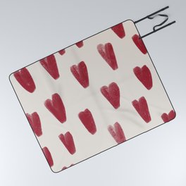 Classy Red Hearts Valentine Pattern Picnic Blanket