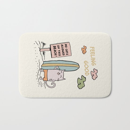 Cat on the beach Bath Mat