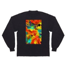 Blazing Neon Rainbow Flames - red gold blue turquoise multicolor flame swirls Long Sleeve T-shirt
