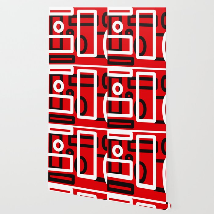 Red Black And White Abstract Wallpaper By Barefootartonline Society6