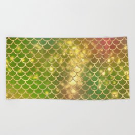 Gold Glitter Mermaid Pattern Sparkle Cute Chic Beach Towel