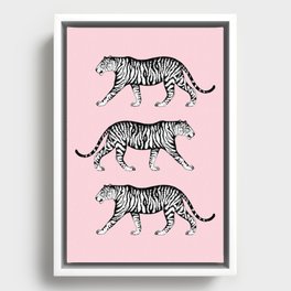 Tigers (Pink and White) Framed Canvas