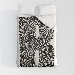 Alphabet Letter B Impact Bold Abstract Pattern (ink drawing) Duvet Cover