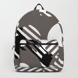 Brown Black White Retro Circle and Stripe Pattern Pairs Dulux 2022 Popular Colour Rubble Road Backpack
