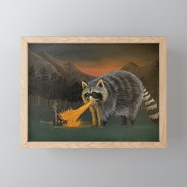 Fire Breathing Raccoon Framed Mini Art Print