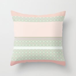 Modern Stripes Flower Composition Mint Pink Art 02 Throw Pillow
