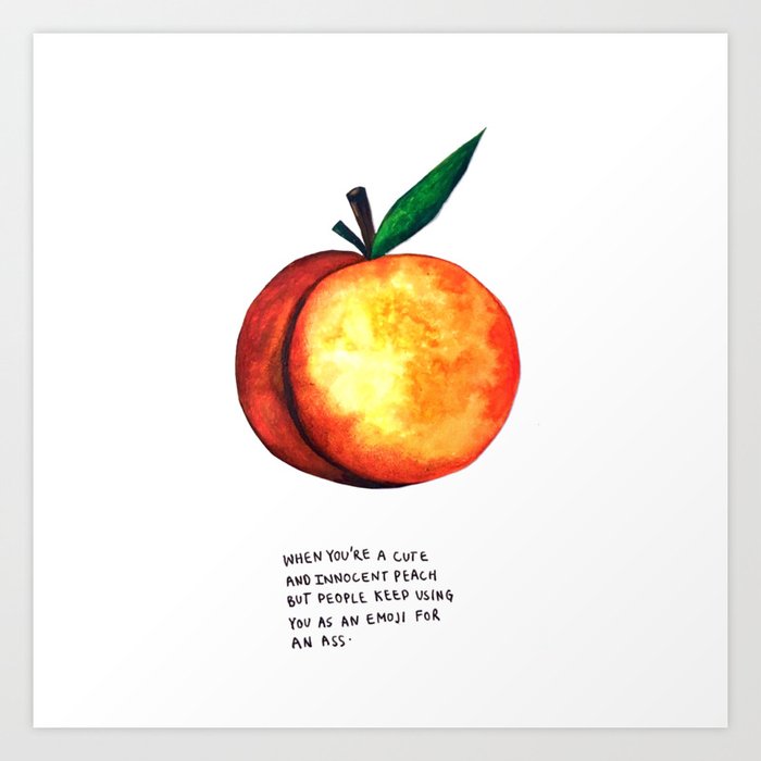 Peach Emoji Art Print By Renakeri, Peach Emoji Shower Curtain