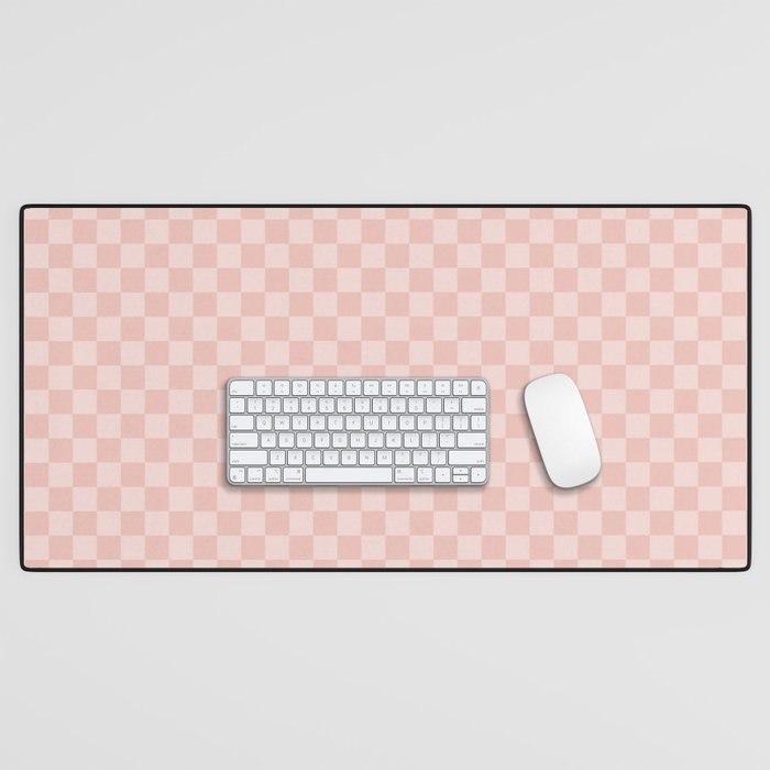 Mini Mini Check Pattern in Pale Blush Pink  Desk Mat
