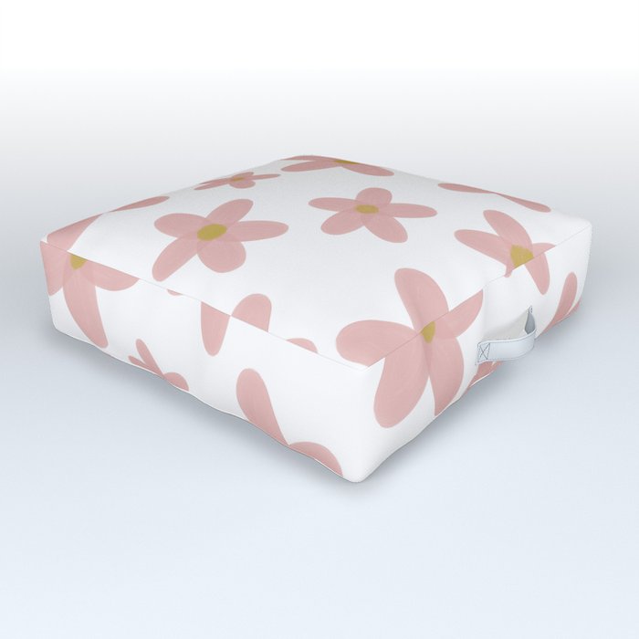 Simple Daisy Pattern, Pink Daisies Outdoor Floor Cushion