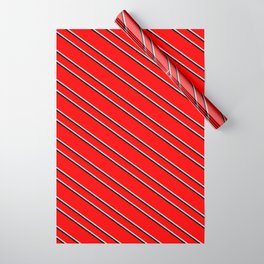 [ Thumbnail: Red, Light Gray, and Black Colored Lined Pattern Wrapping Paper ]