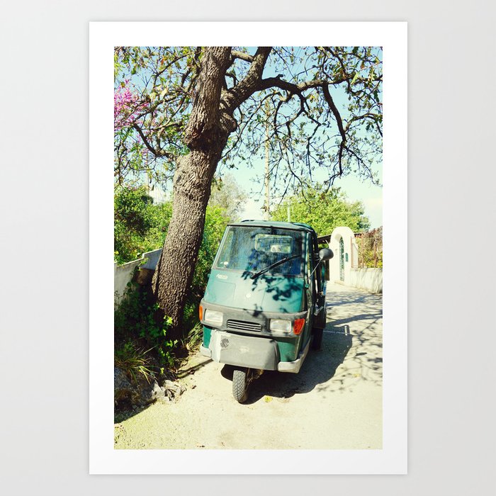 Italian Street in Capri with Classic Scooter | Vintage Travel Photography in Italy Art Print