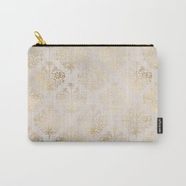 Elegant Cream and Gold Diamond Damask Carry-All Pouch