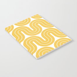 70s Retro Vintage Style Wave Pattern 846 Yellow Notebook