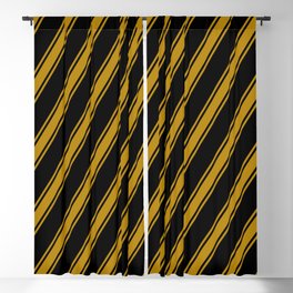 [ Thumbnail: Black & Dark Goldenrod Colored Lines Pattern Blackout Curtain ]