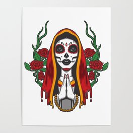 Mexican Santa Muerte. The illustration shows the Santa Muerte, the deity of pre-Colombian origins Poster