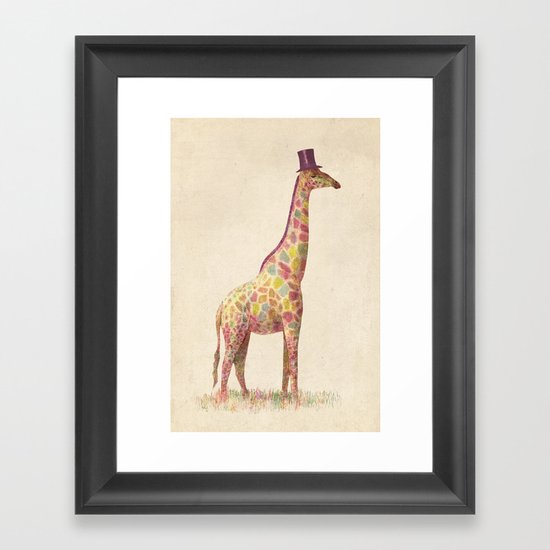 Fashionable Giraffe Framed Art Print