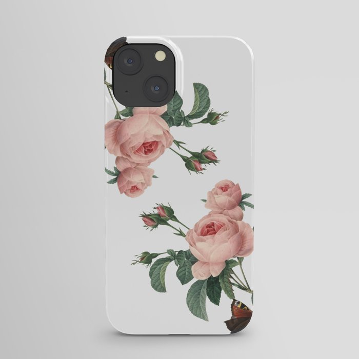Butterflies in the Rose Garden on White iPhone Case