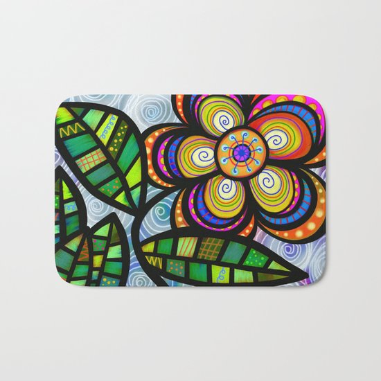 feuilles et fleurs motif 5 Bath Mat