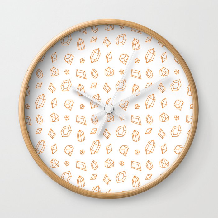 Orange Gems Pattern Wall Clock