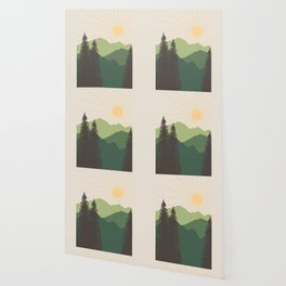 Sunny Mountain Morning in evergreen Wallpaper