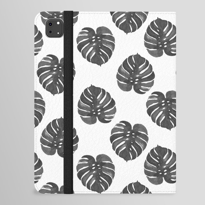 Monstera house plant leaf black and white painting  hipster indoor house plant tropical garden   iPad Folio Case