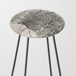 black and white Memphis city map Counter Stool