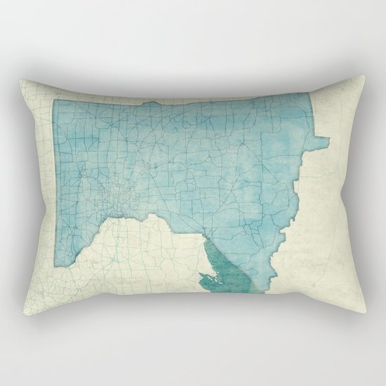 Minnesota State Map Blue Vintage Rectangular Pillow