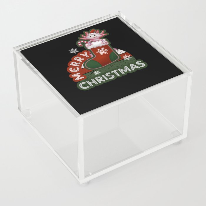 Merry Christmas Cute Axolotl Acrylic Box