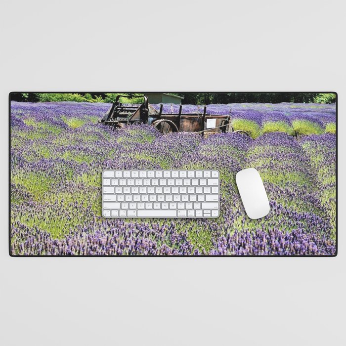 Lavender Fields and Abandoned Vehicle Desk Mat