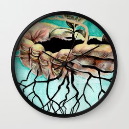 Root Hands Wall Clock | Painting, Nature, Illustration 