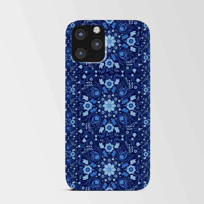 Oriental Damask Tile Shades of blue iPhone Card Case