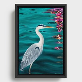 Blue Heron Painting by Ashley Lane Framed Canvas