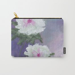 White Peony Carry-All Pouch | Botanical, Abstract, Nature, Garden, Rose, Purple, Painting, Peonies, Peony, Acrylic 