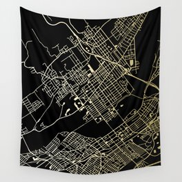 Wilkes-Barre Gold and Black Map Wall Tapestry