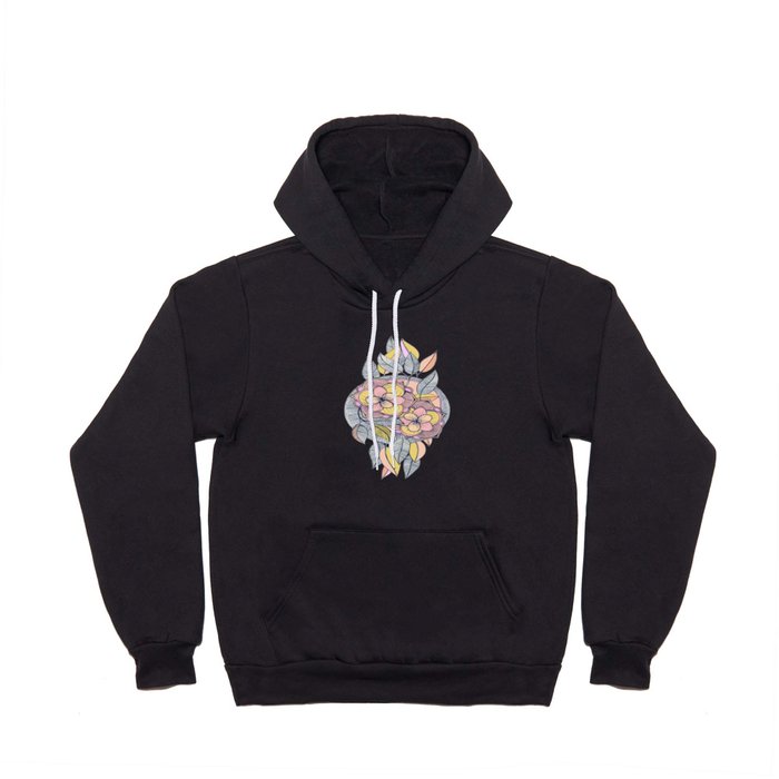 Pink and Peach Linework Floral Pattern Hoody