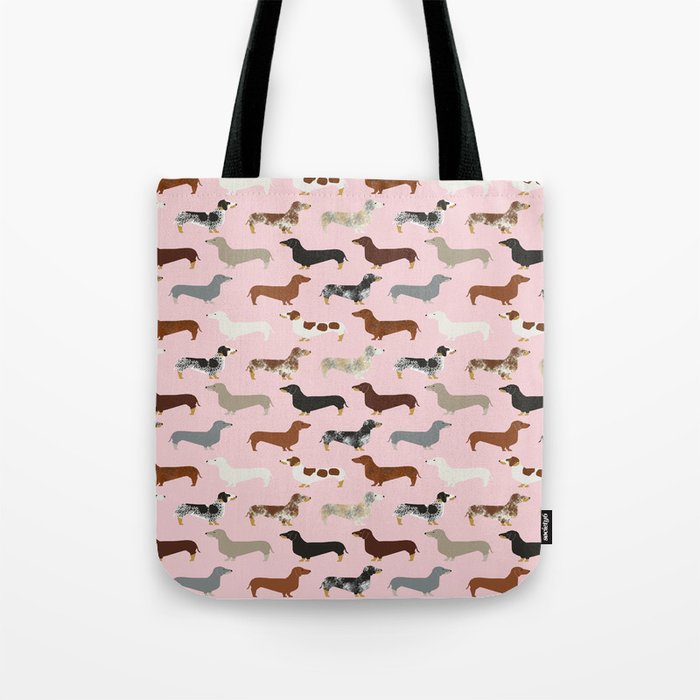Dachshund doxie pet portrait hot dog weener dog breed funny small dogs puppy gifts for dachshund  Tote Bag