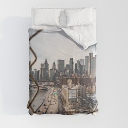 Views of New York City | Skyline and Brooklyn Bridge Through the Fence Comforter