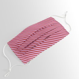 [ Thumbnail: Plum and Red Colored Stripes Pattern Face Mask ]