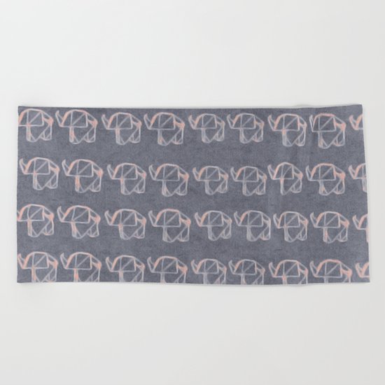 Origami elephant Beach Towel