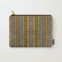 Stripes & Dots, Vintage Stripe Pattern, Grey Gray Yellow Carry-All Pouch