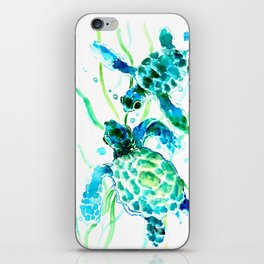 Sea Turtles, Turquoise blue Design iPhone Skin